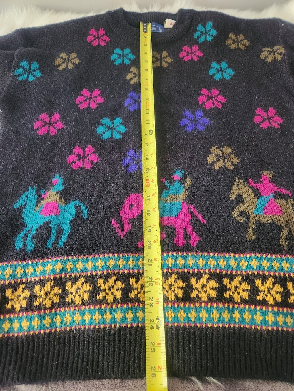 Bay Club 80s 90s Floral Animals Geometric Pattern Knit Sweater - Picture 9 of 10